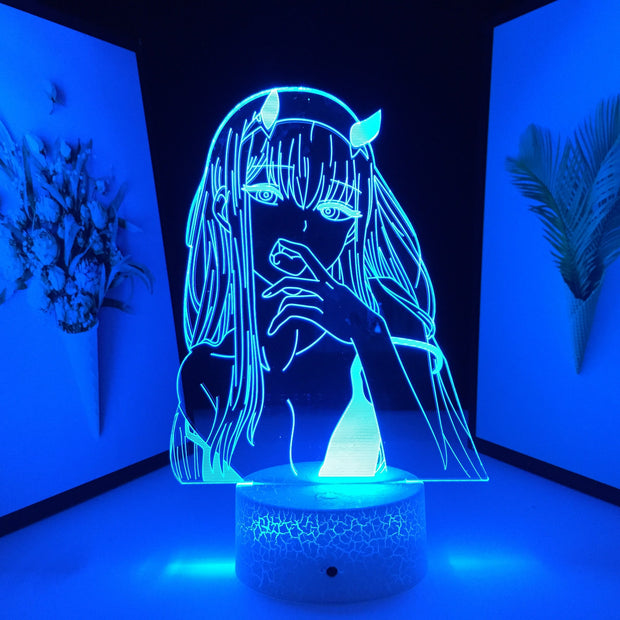 Zero Two Figure Anime 3D Nightlight Child Bedroom Decor Light Manga Kids Gift Night Light Girls Manga Table Lamp