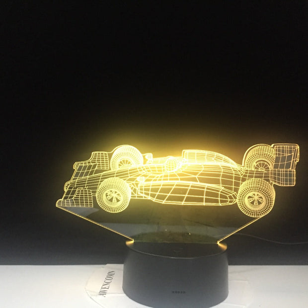 F1 Racing Car 3D LED Lamp Cute Gift for Infant Nightlight Multi-color with Remote for Indoor Decorative Led Night Light Lamp