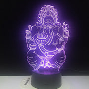 Ganesha 3D Lamp Battery Powered Color Changing with Remote Personalized Gift for Children Atmosphere Usb Led Night Light Lamp