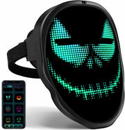 Bluetooth RGB Light Up LED Mask Diy Picture Animation Text Halloween Holiday Carnival Costume Party Game Child Masks Decor Gift