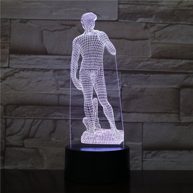 Michelangelo David 3D LED Night Light Sculpture Figure Touch Sensor RGB Decorative Lamp Child Kid David Sculpture Desk lamp