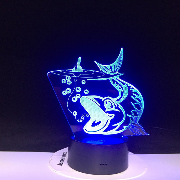 3D Led Big Fish To Catch Light Fixture Usb Night Light Decor For Fishing Enthusiasts Gifts Colors Changing Bedroom Table Lamp
