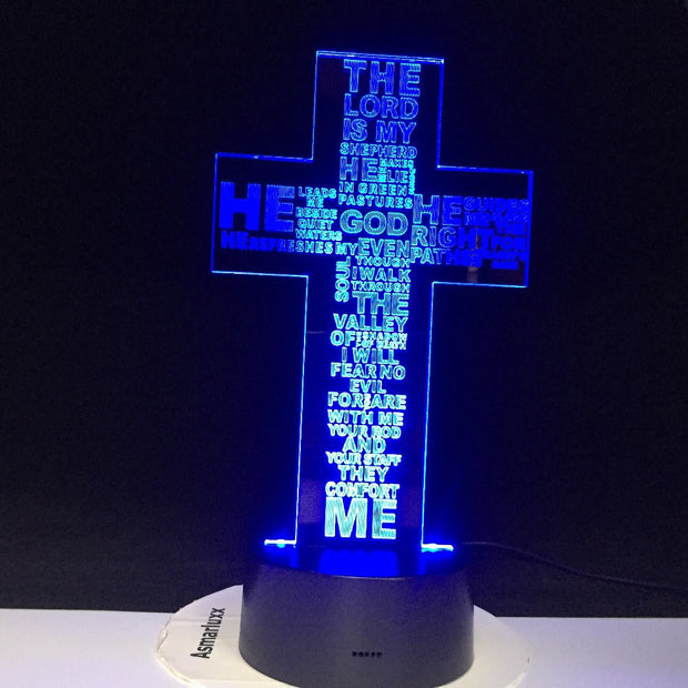 Jesus Christ Cross USB 3D LED Night Light Gifts Desk Table Lamp Bedroom The Lord Is My Shepherd Bible Book Lamp Dropshipping