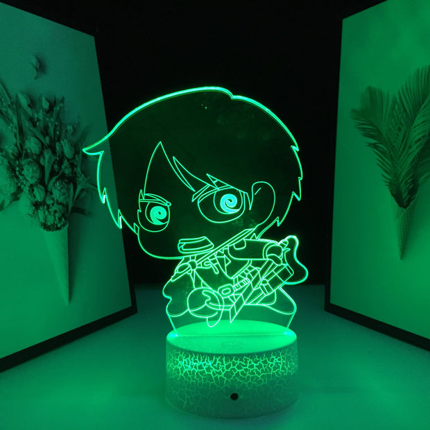 Eren Yeager Anime Figure Nightlight Kids LED Night Light for Cool Birthday Gift Bedroom Decor Light for Child Room Table 3D Lamp