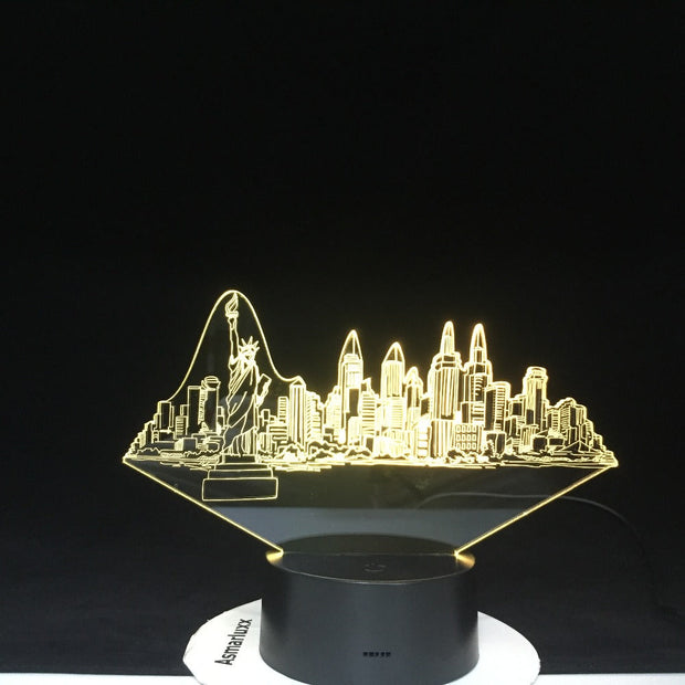 New York City Buildings Modelling 3D Led Usb 7 Colors Changing Novelty Touch Button Desk Table Lamp Atmosphere Night Light Gifts