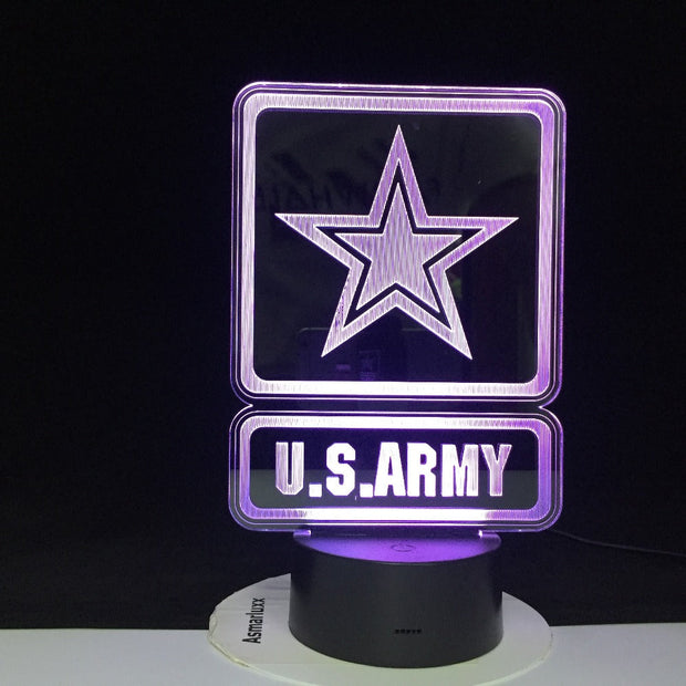 The U.S. Army Novel 3D LED Lamp Battery Operated Colorful with Remote Visual Light Effect Led Night Light Lamp Decorative 3243