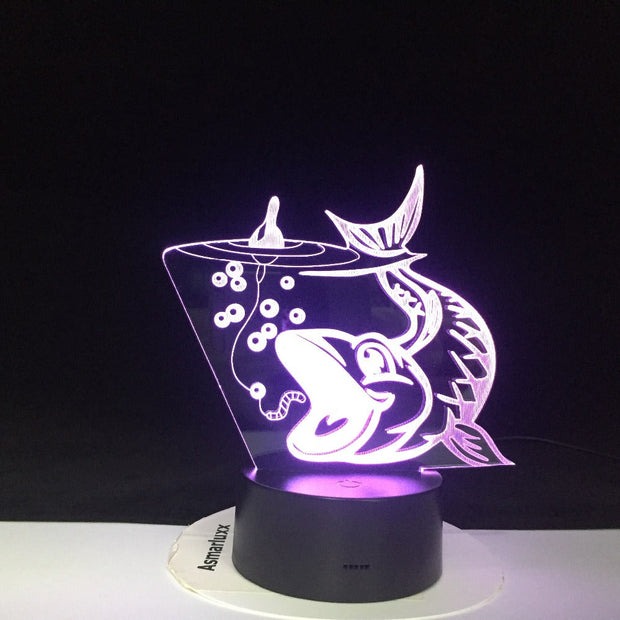 3D Led Big Fish To Catch Light Fixture Usb Night Light Decor For Fishing Enthusiasts Gifts Colors Changing Bedroom Table Lamp