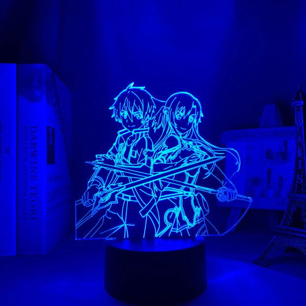 3d Led Night Light Anime Sword Art Online Kirito and Asuna for Bedroom Decor Nightlight Birthday Gift Table Lamp Manga SAO