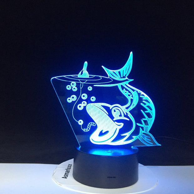 3D Led Big Fish To Catch Light Fixture Usb Night Light Decor For Fishing Enthusiasts Gifts Colors Changing Bedroom Table Lamp