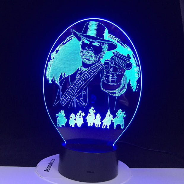 Red Dead Redemption 2 Bedroom Decor Game USB Night Light lamparas For Christmas Gift Home Decor Accessories 3D Led Lamp Dropship