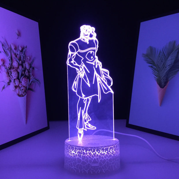 Anime JoJo Bizarre Adventure Noriaki Kakyoin 3D LED Night Light Home Bedroom Table Decoration Night Light for Children's Festival Birthday Gifts 7 Color Changes With Remote Neon Lamp