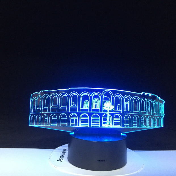 Roma Colosseum Building 3D Night Lamp Art Bridge Colorful 3D Lamp Crystal Acrylic 3D Lighting Household Accessories