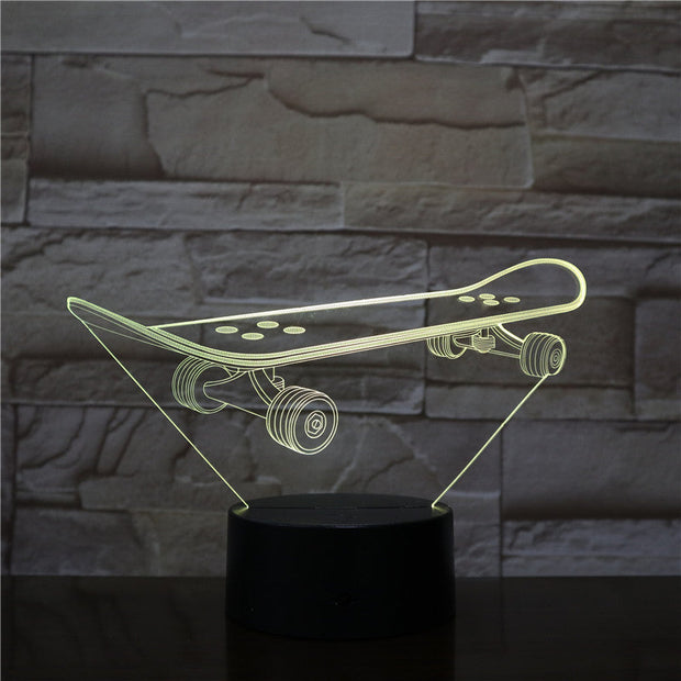 Skateboarding 3D LED Night Lamp Romantic Bedroom Table Lamp Valentines Gifts for Lovers Couples Kids Sleeping Light 3D-2195