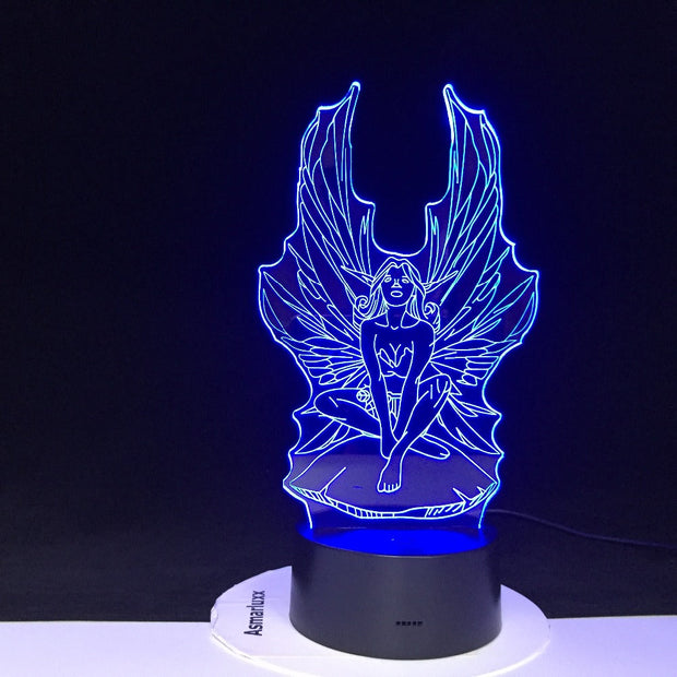 Fairy Girl Night Light 3D Led Lamp Visual Light Effect Night Lamp for Children Bedroom Lampara Colors Changing Night Light 2808
