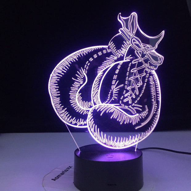 Boxing Gloves 3D-4144 Lamp Touch Remote Control 3D Visual Nightlight 3AA Batterie Powerbank USB LED Light Best Type