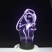 7 Colors Change Lamp Cartoon Police Women 3D Lamp Acrylic LED USB Table Lamp TARDIS Lights Multi-colored Bulbing Light 1912
