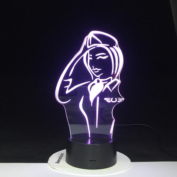 7 Colors Change Lamp Cartoon Police Women 3D Lamp Acrylic LED USB Table Lamp TARDIS Lights Multi-colored Bulbing Light 1912