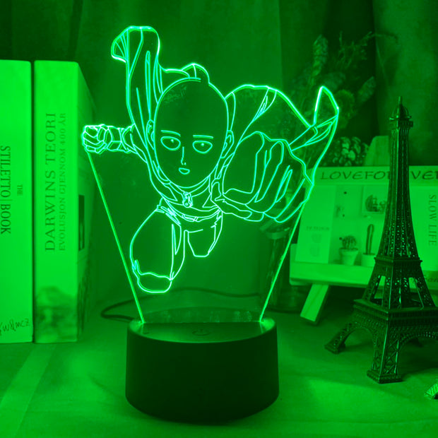 One Punch Man Saitama Figure Led Night Light Lamp for Home Decoration Nightlight Cool Manga Store Decor Ideas Table 3d Light