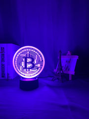 Acrylic Led Night Light Bitcoin for Room Decorative Nightlight Touch Sensor 7 Color Changing Battery Powered Table Night Lamp 3d