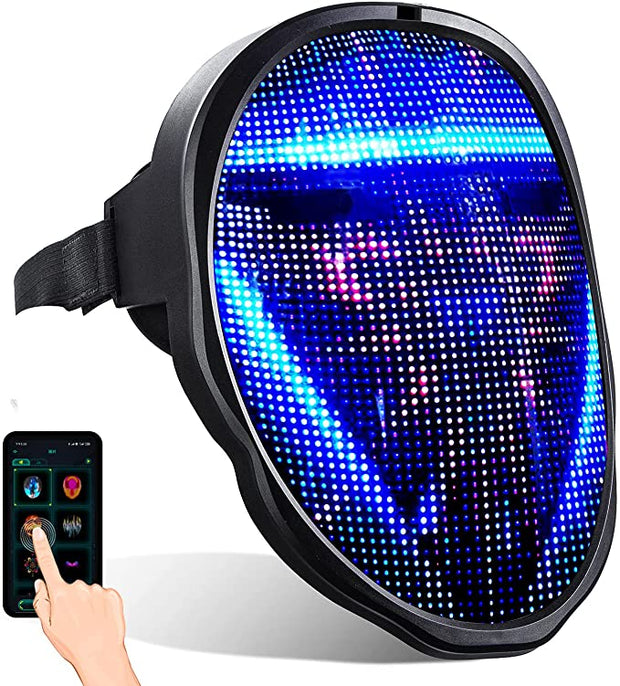 Bluetooth RGB Light Up LED Mask Diy Picture Animation Text Halloween Holiday Carnival Costume Party Game Child Masks Decor Gift