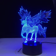 Unicorn Model 3D illusion Night Lights Touching LED Lamps Kids Bedroom Decor Rainbow Horse Lights With Remote Control Dropship