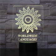 Woldwide Lanugages 3D lamp 7 Colors Change LED Light Acrylic Touch USB Lamp Room Table Desk Night Light Kid's Friends Gift 2916