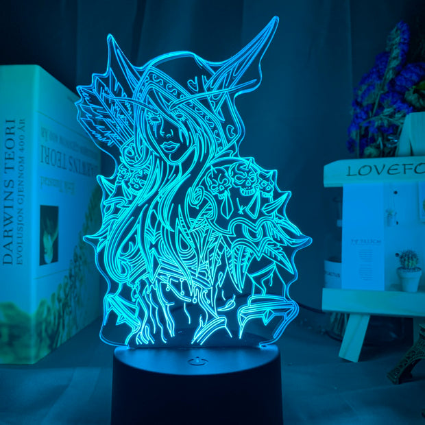 World of Warcraft Sylvanas Windrunner 3d Led Night Light for Kids room The Dark Lady Nightlight The Banshee Queen Table Lamp WOW