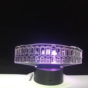 Roma Colosseum Building 3D Night Lamp Art Bridge Colorful 3D Lamp Crystal Acrylic 3D Lighting Household Accessories