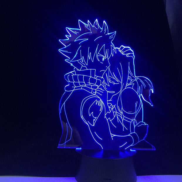 Natsu Grey and Lucy Anime Lamp Anime Fairy Tail Natsu Dragneel and Erza Scarlet Hug Night Light Led Touch Sensor Nightlight