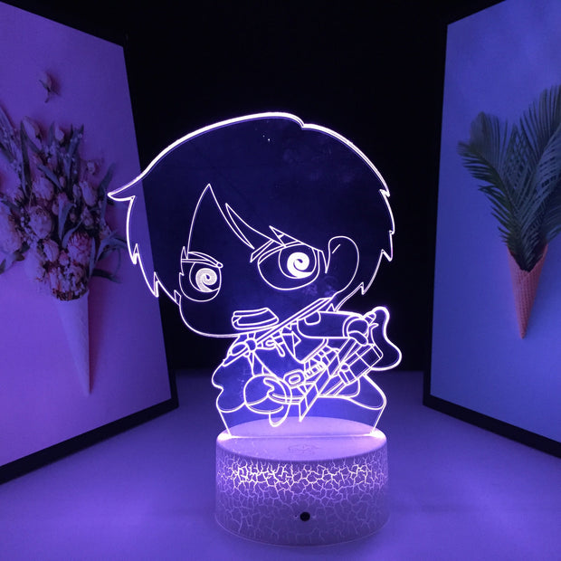 Eren Yeager Anime Figure Nightlight Kids LED Night Light for Cool Birthday Gift Bedroom Decor Light for Child Room Table 3D Lamp