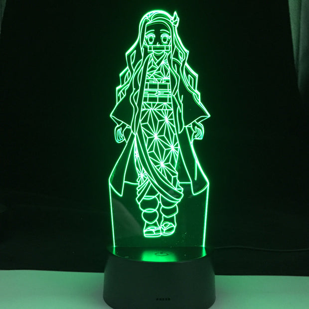 Nezuko Kamado Anime Lamp Demon Slayer Kimetsu No Yaiba 3D Led 16 Colors Light Japanese Anime Remote Control Base Table Lamp