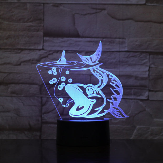 7 Color Fish Shape 3D LED Night Light RGB Mood Animal USB Touch Desk Table Lamp Home Bedroom Party Decor For Kids Gift Drop 1545