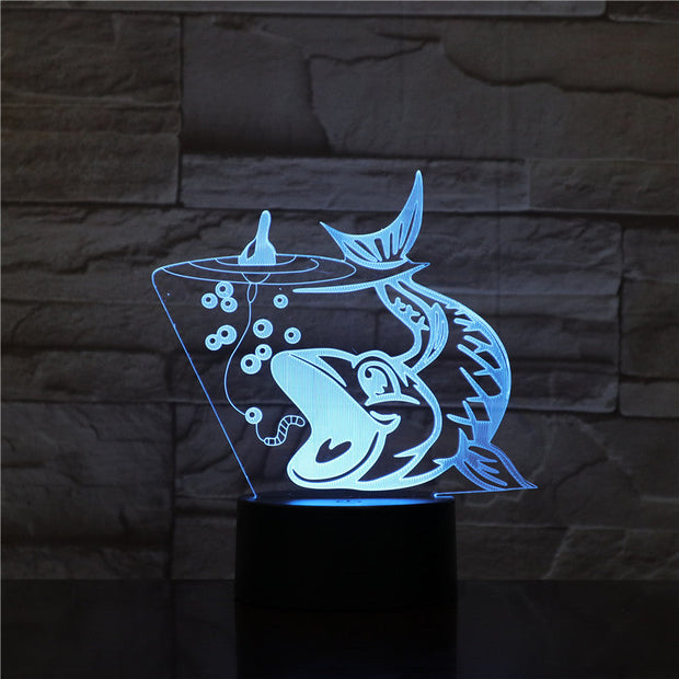 7 Color Fish Shape 3D LED Night Light RGB Mood Animal USB Touch Desk Table Lamp Home Bedroom Party Decor For Kids Gift Drop 1545