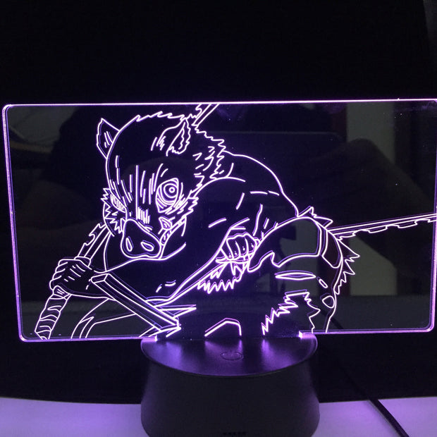 Acrylic Led Night Light Anime Demon Slayer Agatsuma Zenitsu Figure for Kids Child Bedroom Decor Cool Kimetsu No Yaiba Lamp Gift