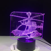 3D Led Home Decor 7 Color Change Helicopter Table Lamp Usb Aircraft Bedside Light Fixture Air Plane Night Light Gifts AW-1143