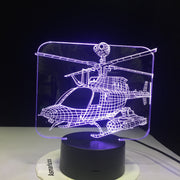3D Led Home Decor 7 Color Change Helicopter Table Lamp Usb Aircraft Bedside Light Fixture Air Plane Night Light Gifts AW-1143