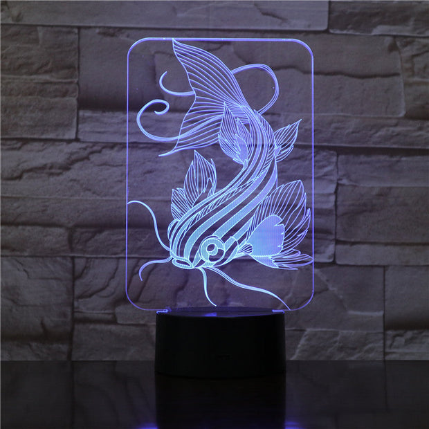 7 Color Changing Fishing 3D Lamp USB Charger Fish 3D Night Light Touch Button Remote Control Table Lamps Friends Kids Gift 1733