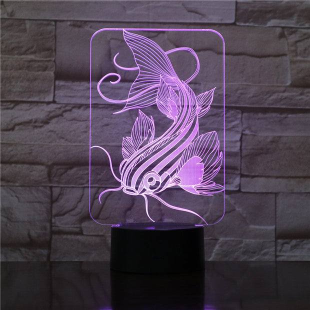 7 Color Changing Fishing 3D Lamp USB Charger Fish 3D Night Light Touch Button Remote Control Table Lamps Friends Kids Gift 1733