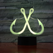 Creative 3D Acrylic Illusion LED Lamp Fish Hook Shape Table Night Light 7 Colors Change RGB Touch Control Christmas Lights 991