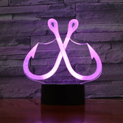 Creative 3D Acrylic Illusion LED Lamp Fish Hook Shape Table Night Light 7 Colors Change RGB Touch Control Christmas Lights 991