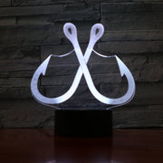 Creative 3D Acrylic Illusion LED Lamp Fish Hook Shape Table Night Light 7 Colors Change RGB Touch Control Christmas Lights 991
