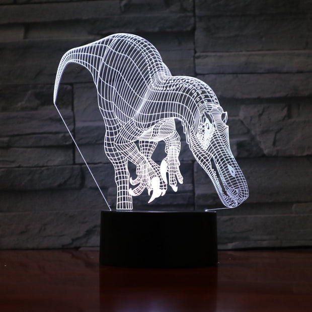 Novelty Dinosaur 3D Illusion Lamp 7 Color Change Touch Switch LED Light Acrylic Desk lamp Atmosphere as Kids Birth Gift 990