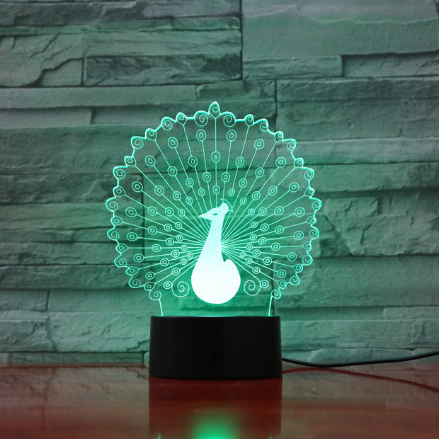 Peacock 3D Lamp