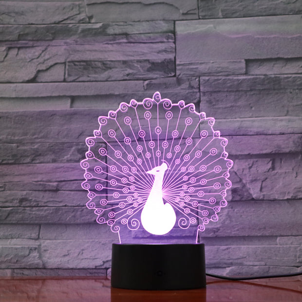 Peacock 3D Lamp