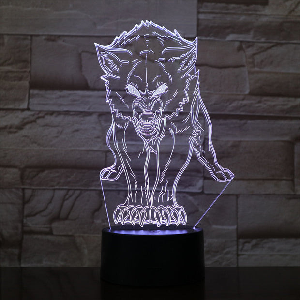Animal Wolf Decor 3D LED Nightlights Colorful Wolf Design Table Lamp teen wolf Illusion Lights Bedroom Modern Decor 1544