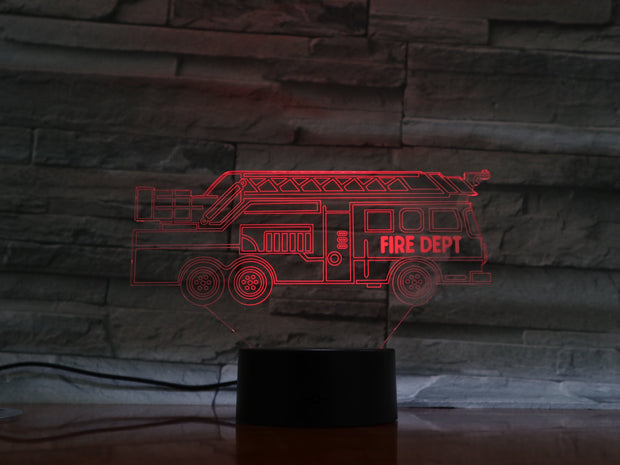 Fire Truck 3D Lamp