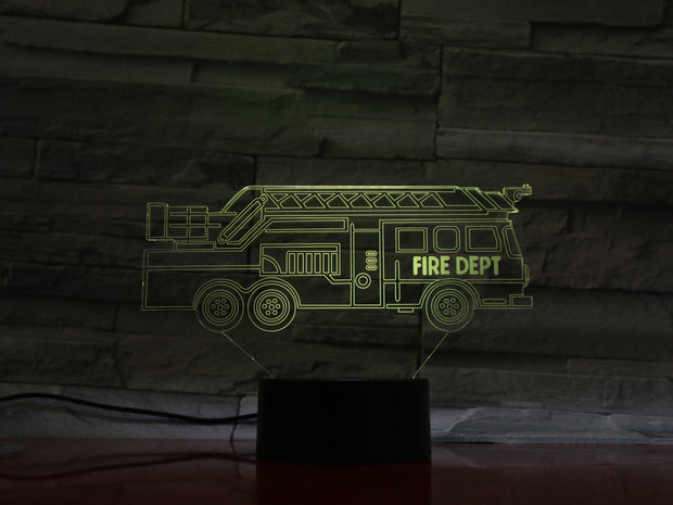 Fire Truck 3D Lamp