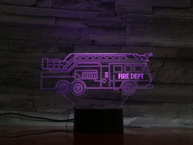 Fire Truck 3D Lamp