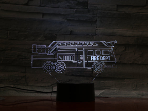 Fire Truck 3D Lamp