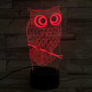 Cartoon 3D Night Light Animal Owl 7 Colors Change LED Table Lamp Art Home Child Bedroom Sleeping Decor Christmas Party Gifts 601